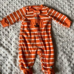 Carter's Orange and White Striped Footie One Piece with Zipper